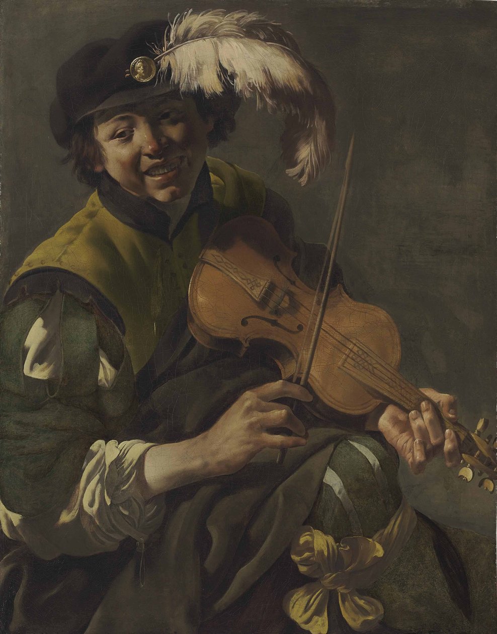 En ung mand spiller violin af Hendrick ter Brugghen