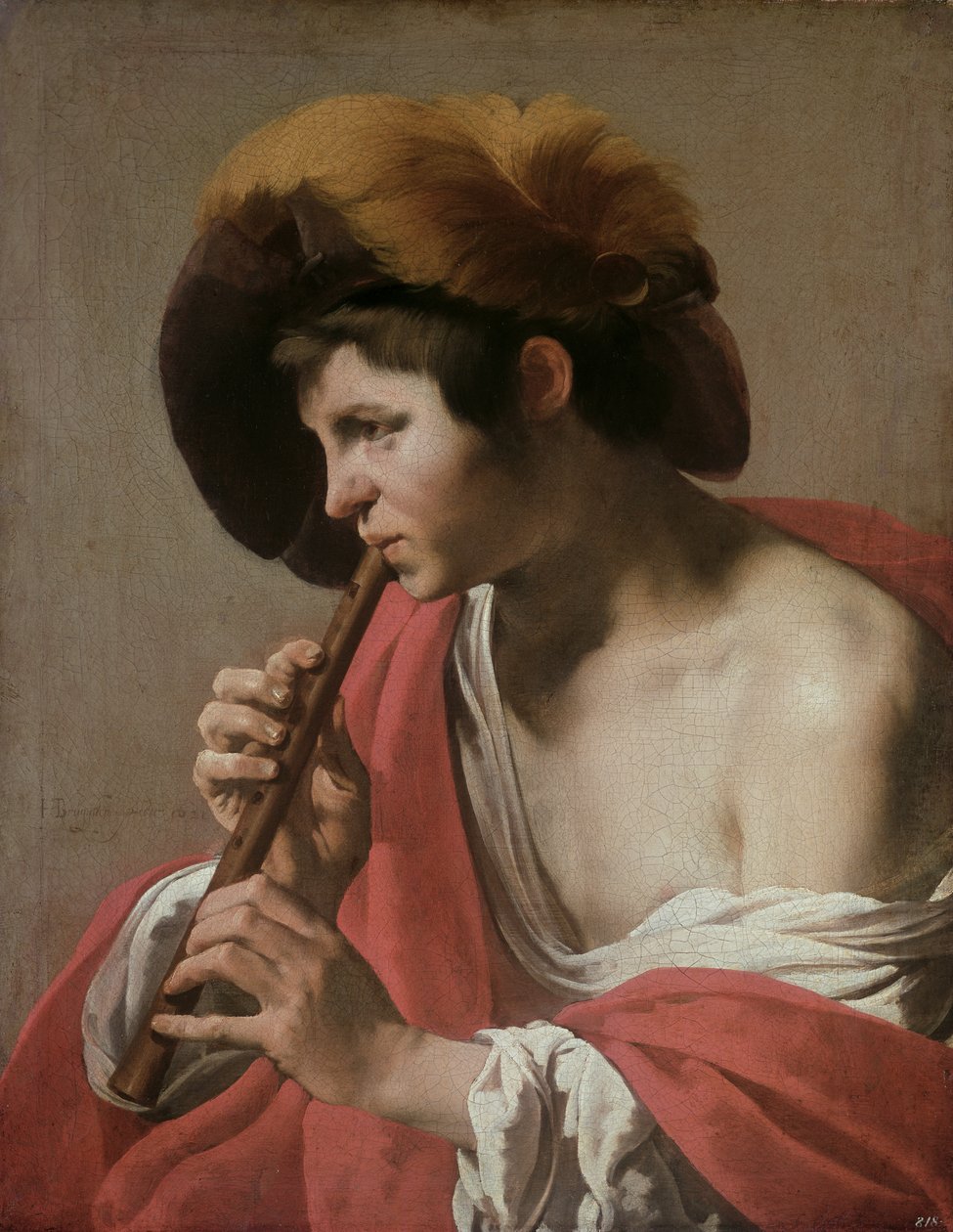 Knave spiller en blokfløjte, 1621 af Hendrick ter Brugghen