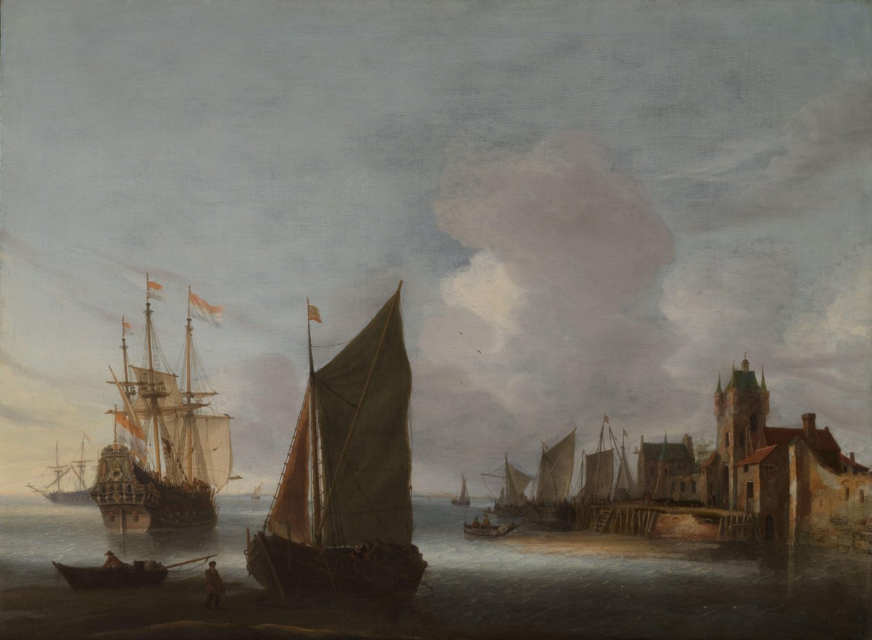 Skibe nær Zierikzee med Zuidhavenpoort i baggrunden af Hendrick van Anthonissen