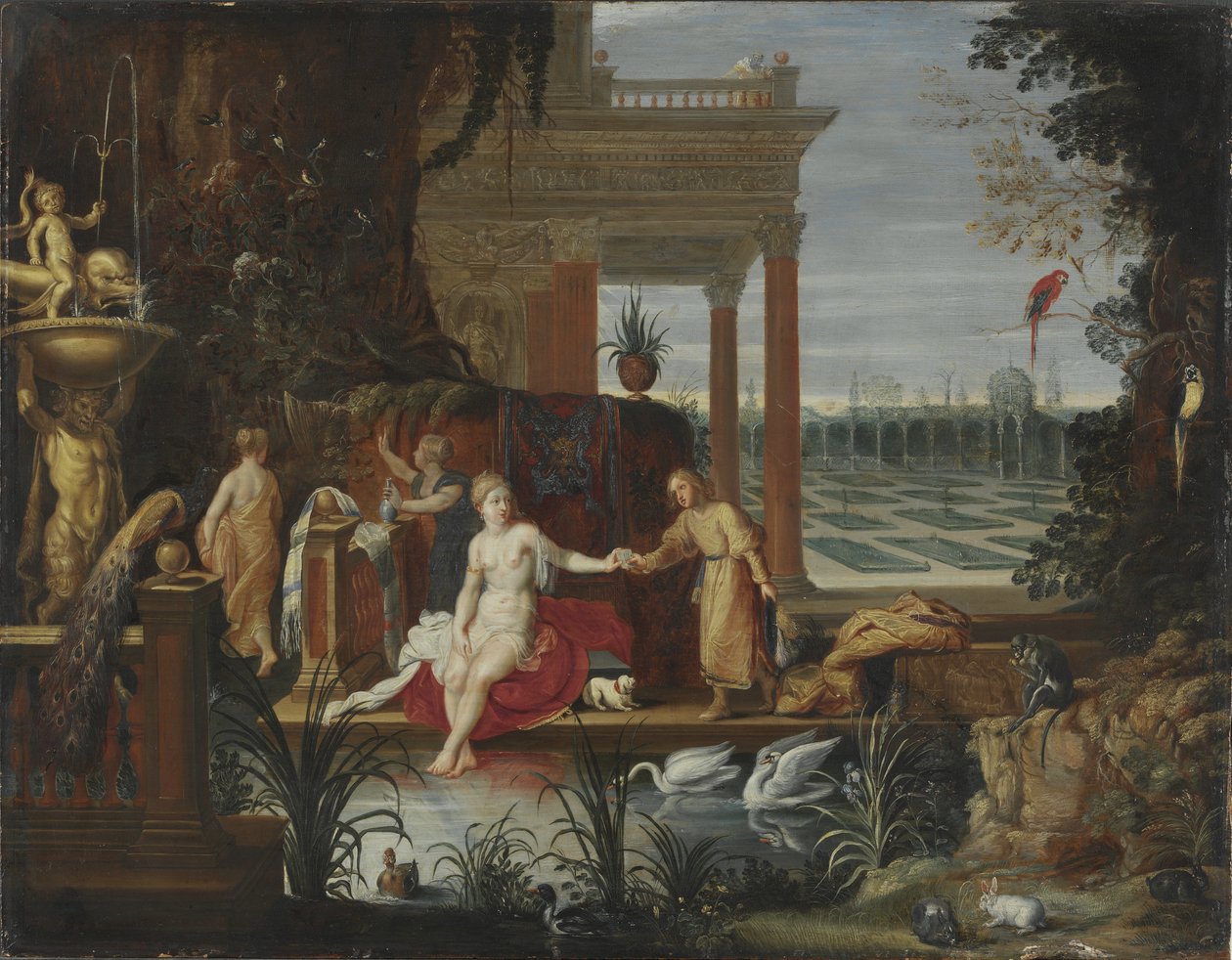 Bathsheba i badet modtog brevet fra kong David, ca. 1600 af Hendrick van Balen
