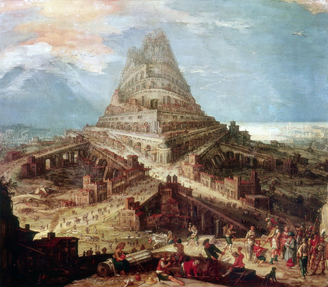 Opførelse af Babelstårnet af Hendrick van Cleve