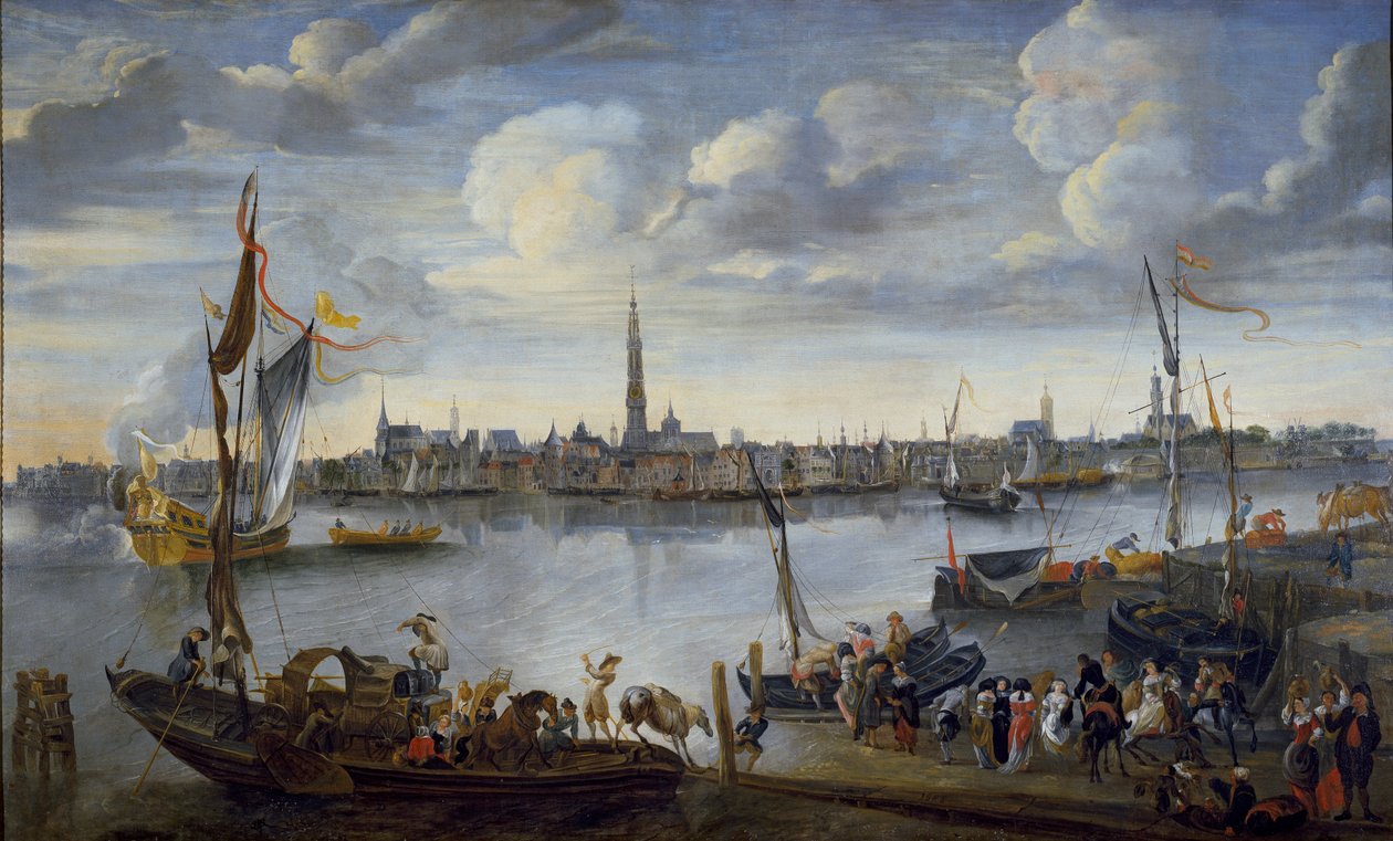 Udsigt over Antwerpens veje fra Vestbredden, efter 1672 af Hendrick van Minderhout