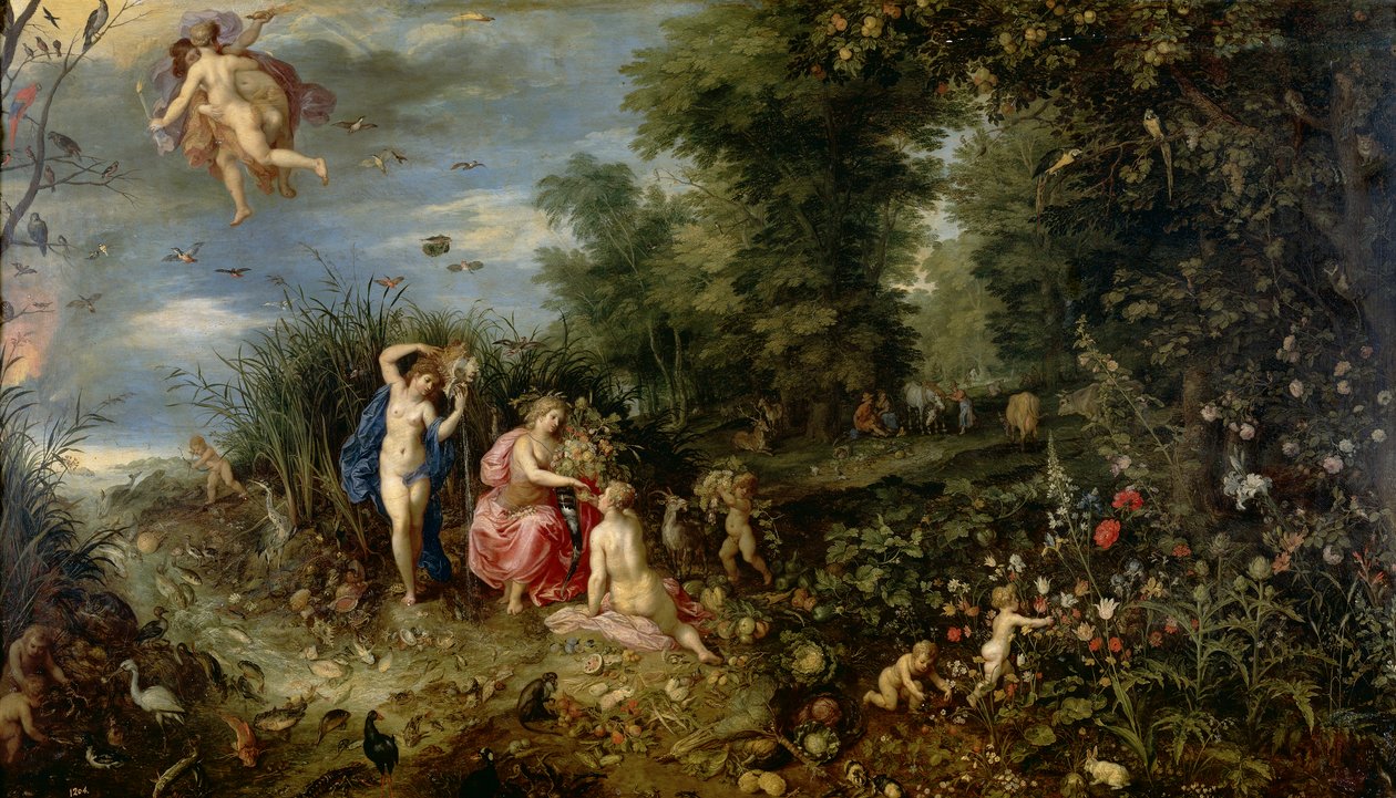 Abundance and the Four Elements, ca. 1615 (olie på panel) af Hendrick van and Brueghel Jan (1568 1625) Balen