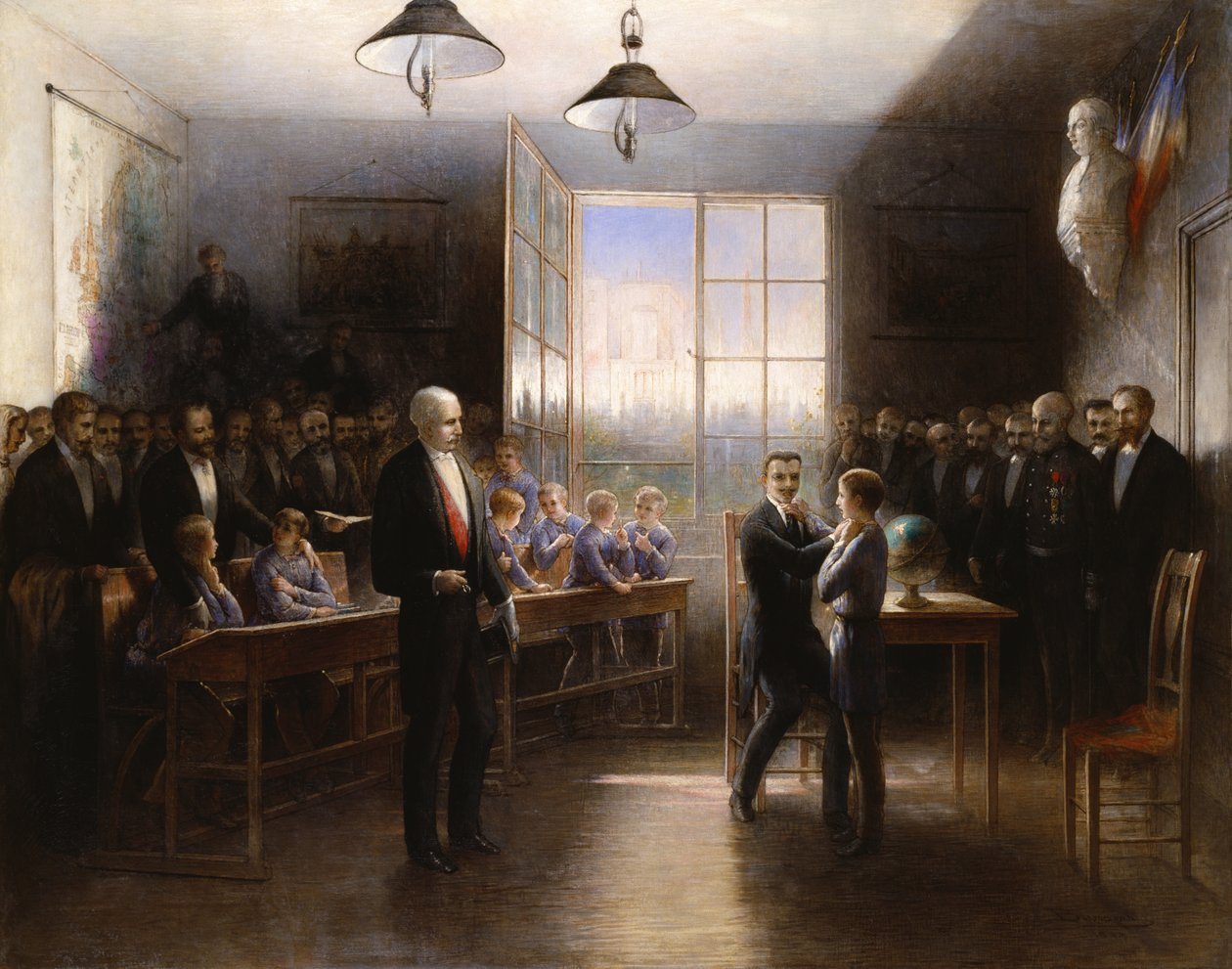 Besøg af præsident Felix Faure (1841-99) til Institution Nationale des Sourds-Muets, 1887 af Hendrieus Jacobus Burgers