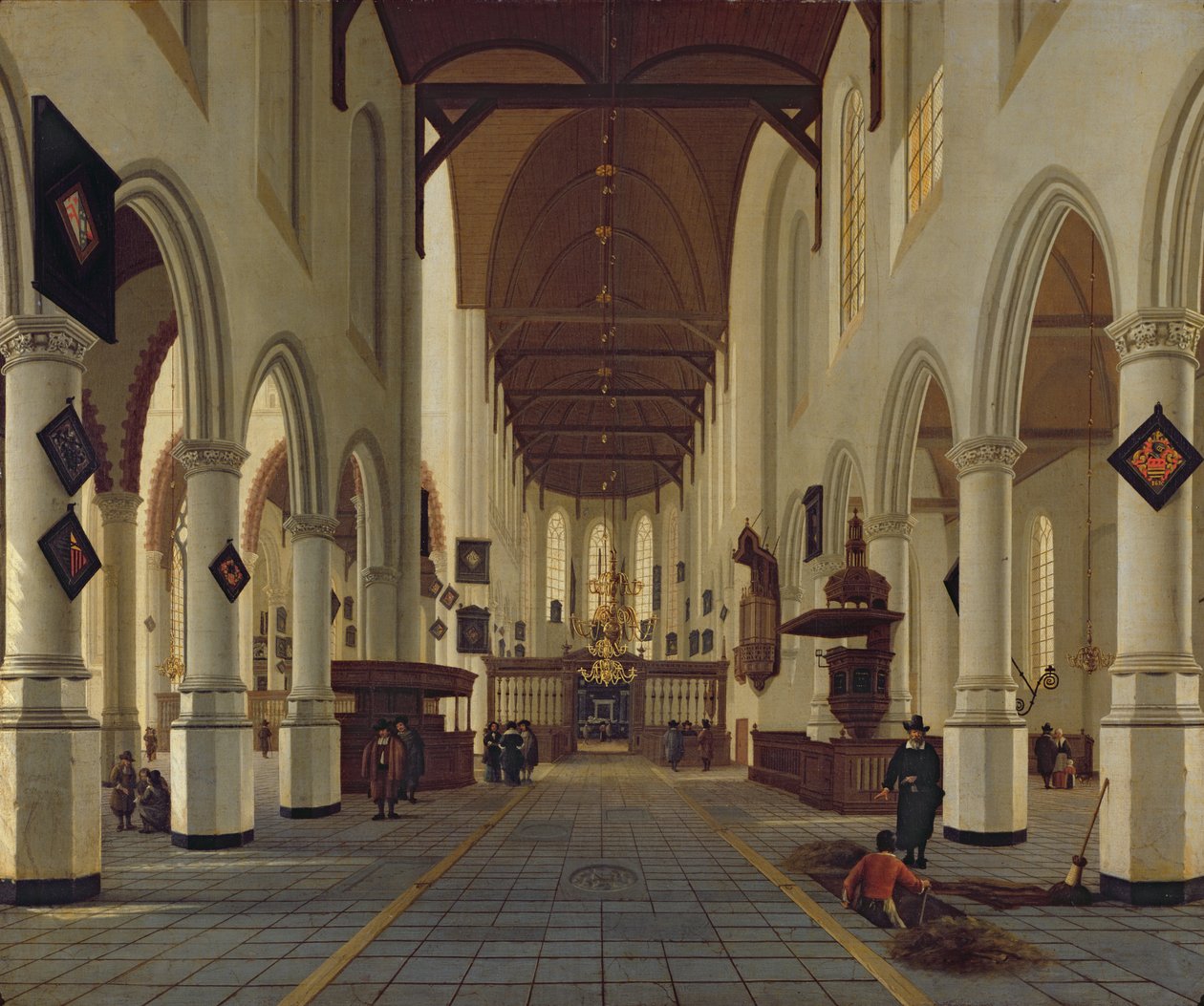 Interiør af Oude Kerk, Delft, ca. 1660-70 af Hendrik Cornelisz. van Vliet