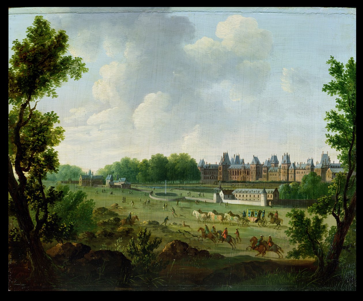 Udsigt over det kongelige slot i Fontainebleau af Hendrik Frans de Cort