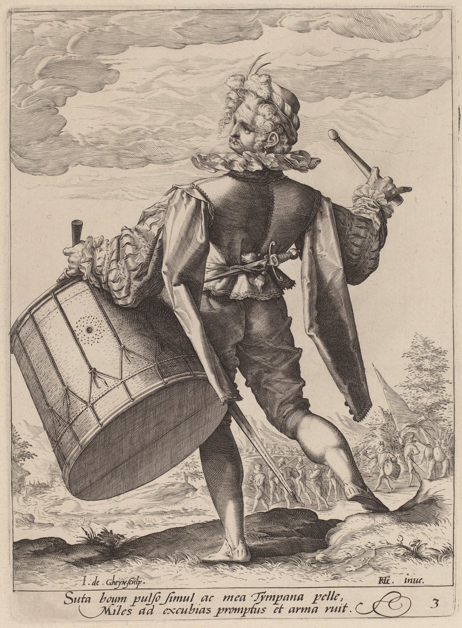 Trommeslager, graveret af Jacques II de Gheyn, 1587 (gravering på lagt papir) af Hendrik Goltzius