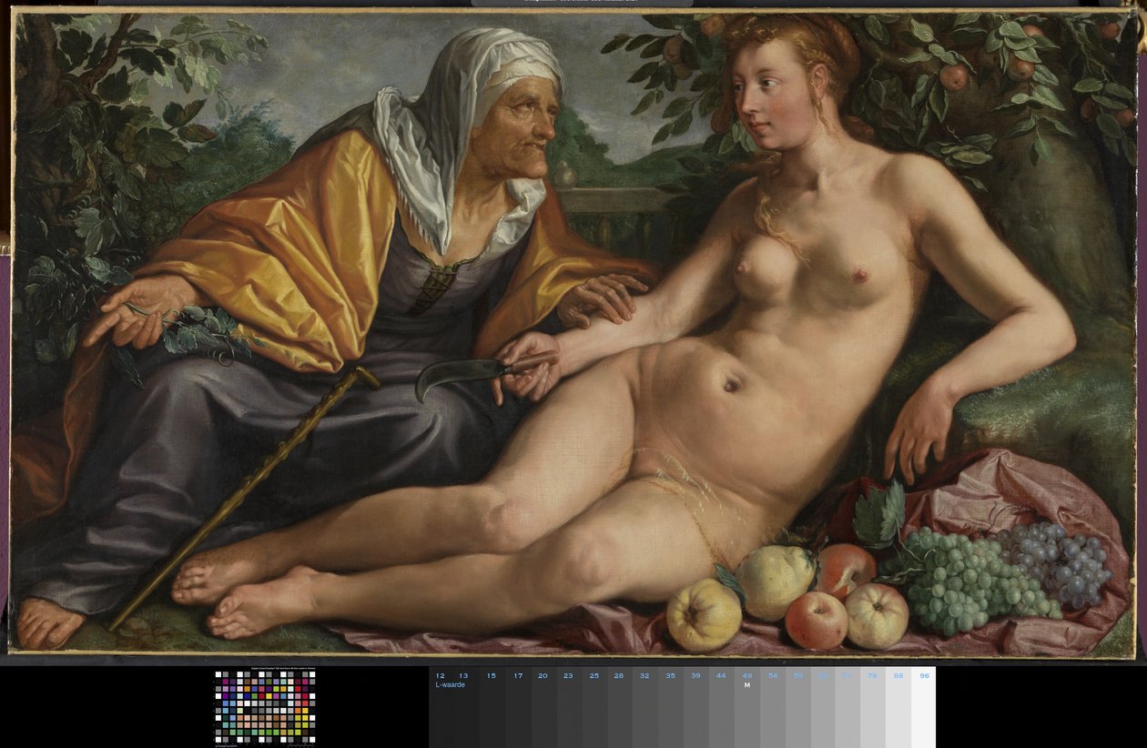 Vertumnus en Pomona af Hendrik Goltzius