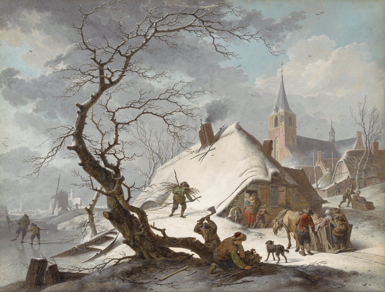 En vinter scene af Hendrick de Meyer