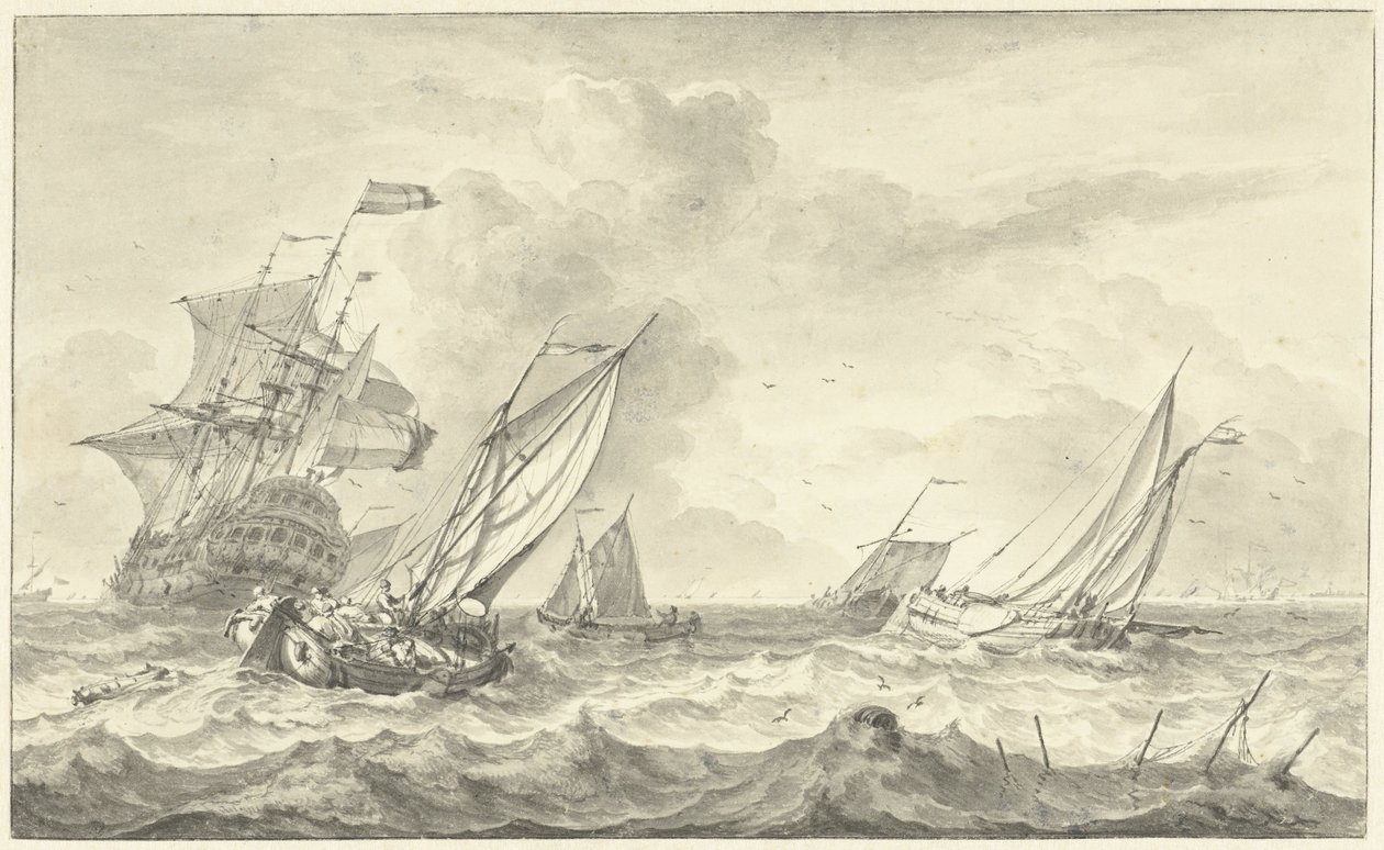 Seascape (tegning) af Hendrik Rietschoof