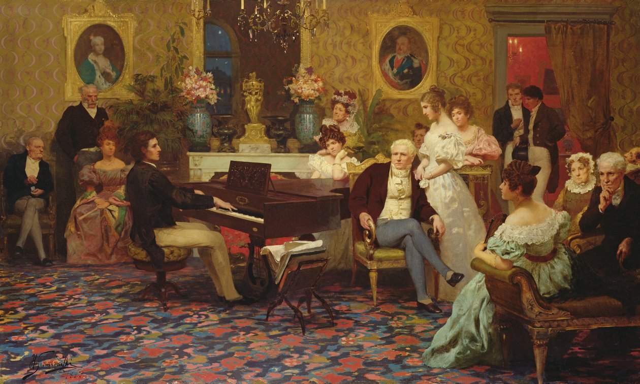 Chopin spiller klaver i Prince Radziwills salon, 1887 af Henryk Siemiradzki
