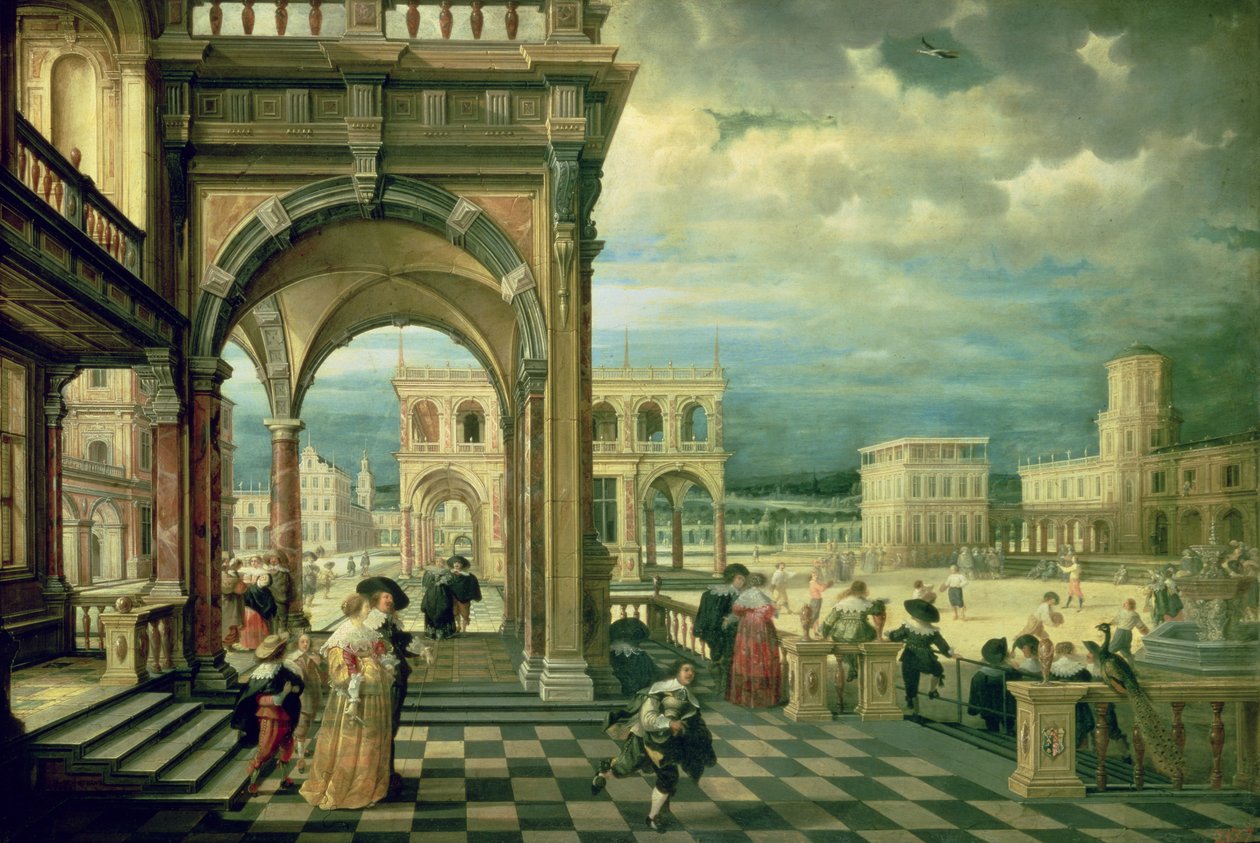 Italiensk palads, 1623 (olie på kobber) af Hendrik the Younger Steenwyck