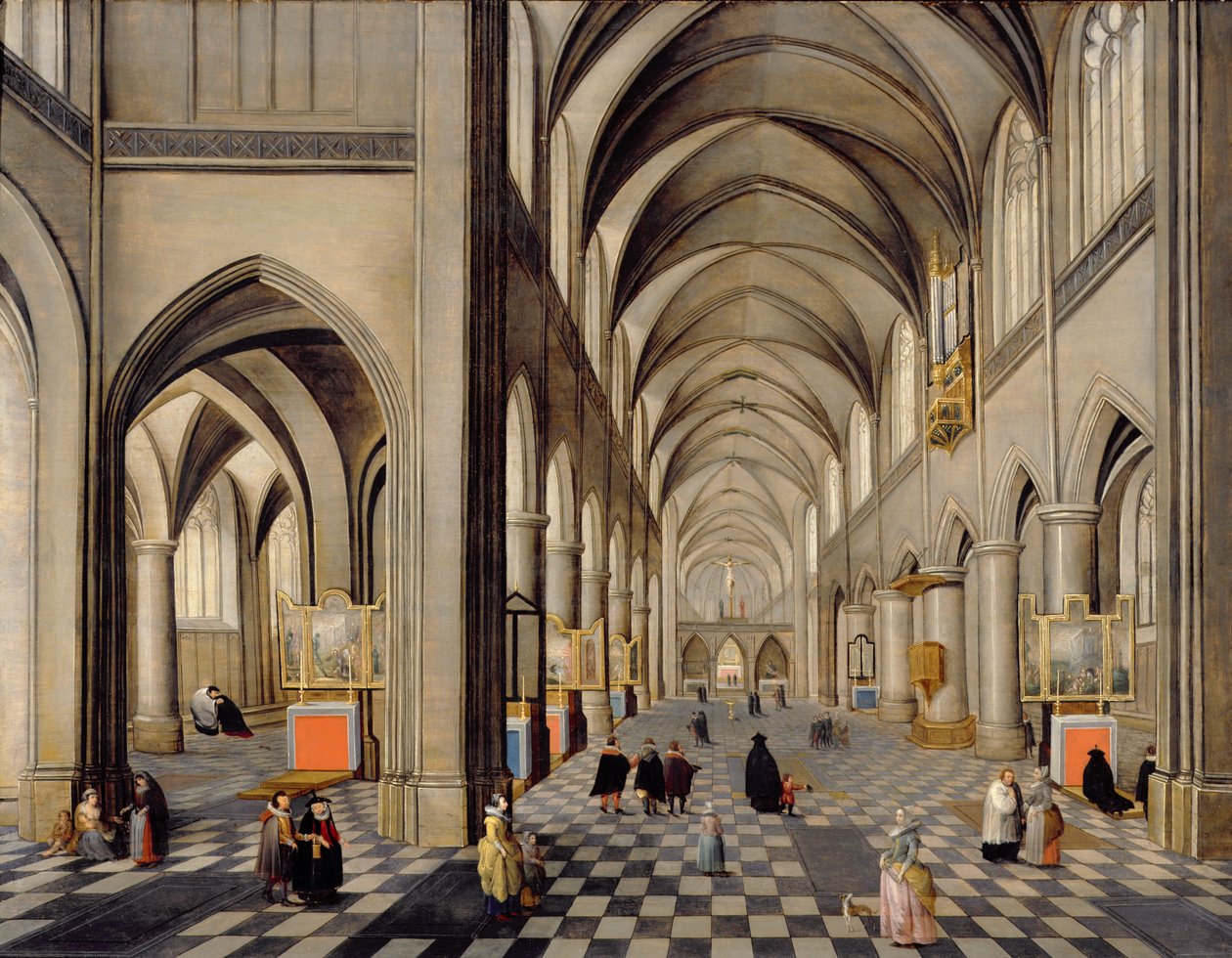 Det indre af en gotisk kirke af Hendrik the Younger Steenwyck
