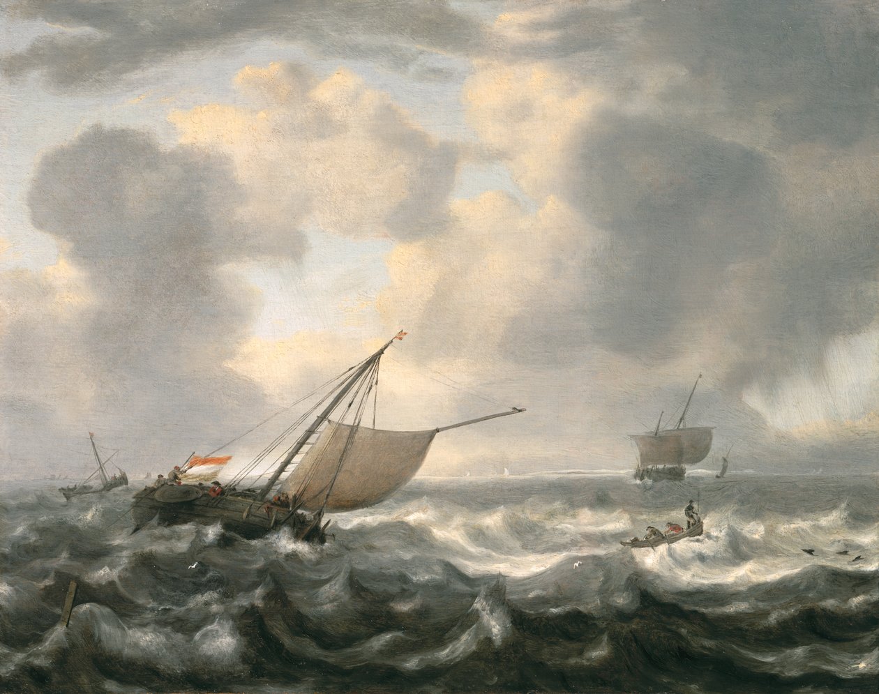 Skibe på et uroligt hav af Hendrik van Anthonissen
