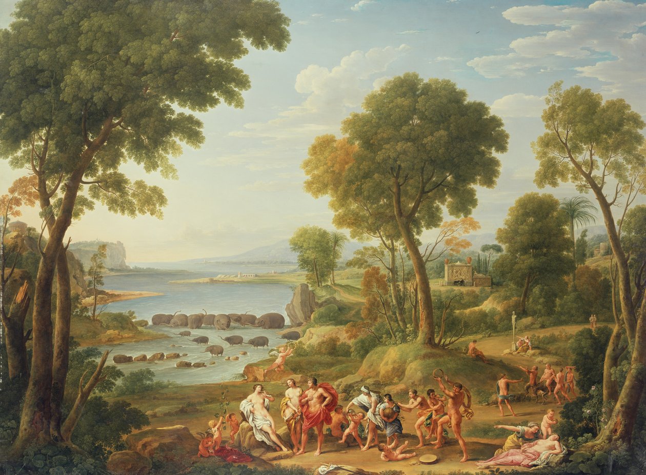 Klassisk scene med elefanter, 1700-tallet af Hendrik van Lint