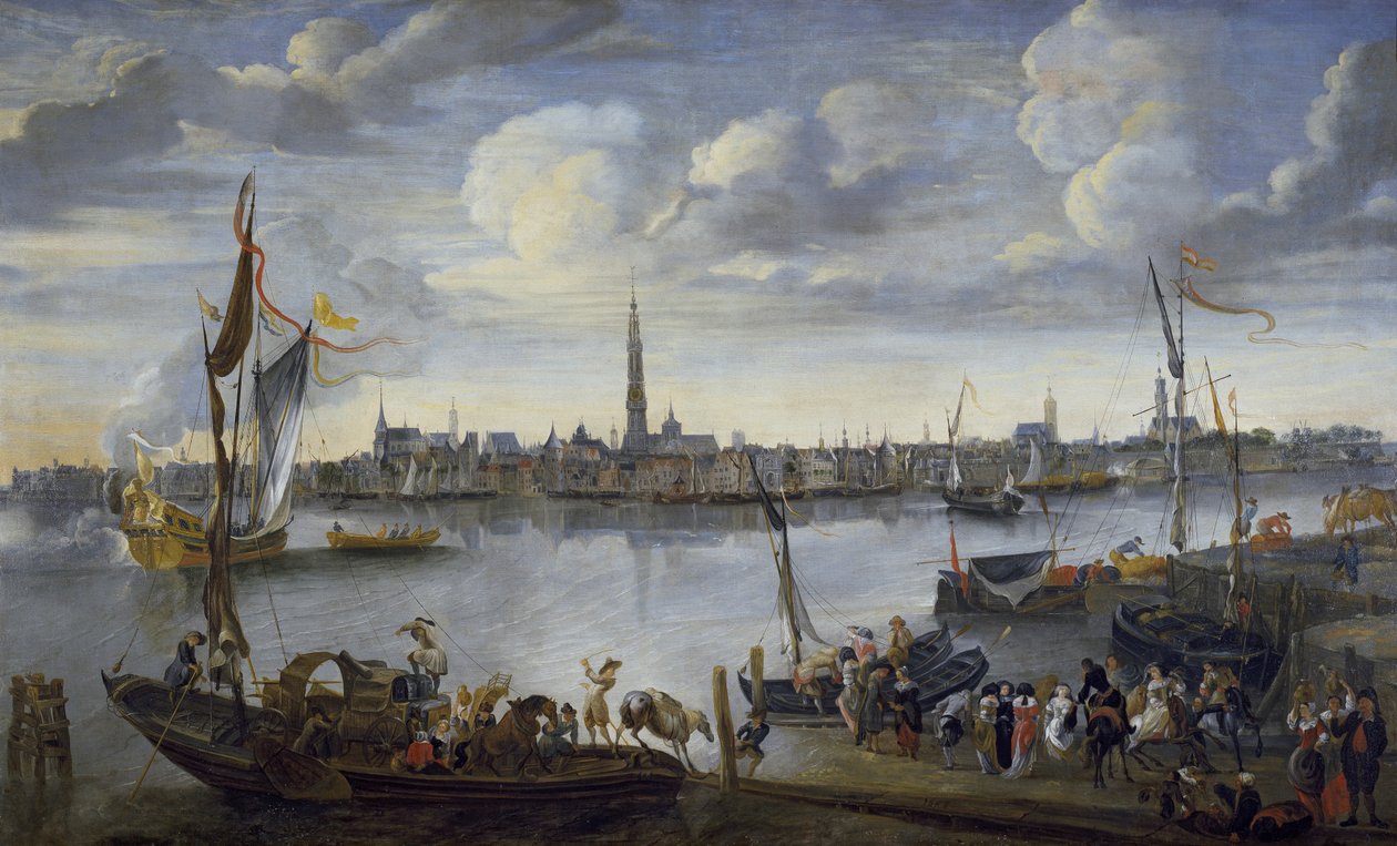 Antwerpen fra den anden bred af Schelde, 17. århundrede af Hendrik van Minderhout