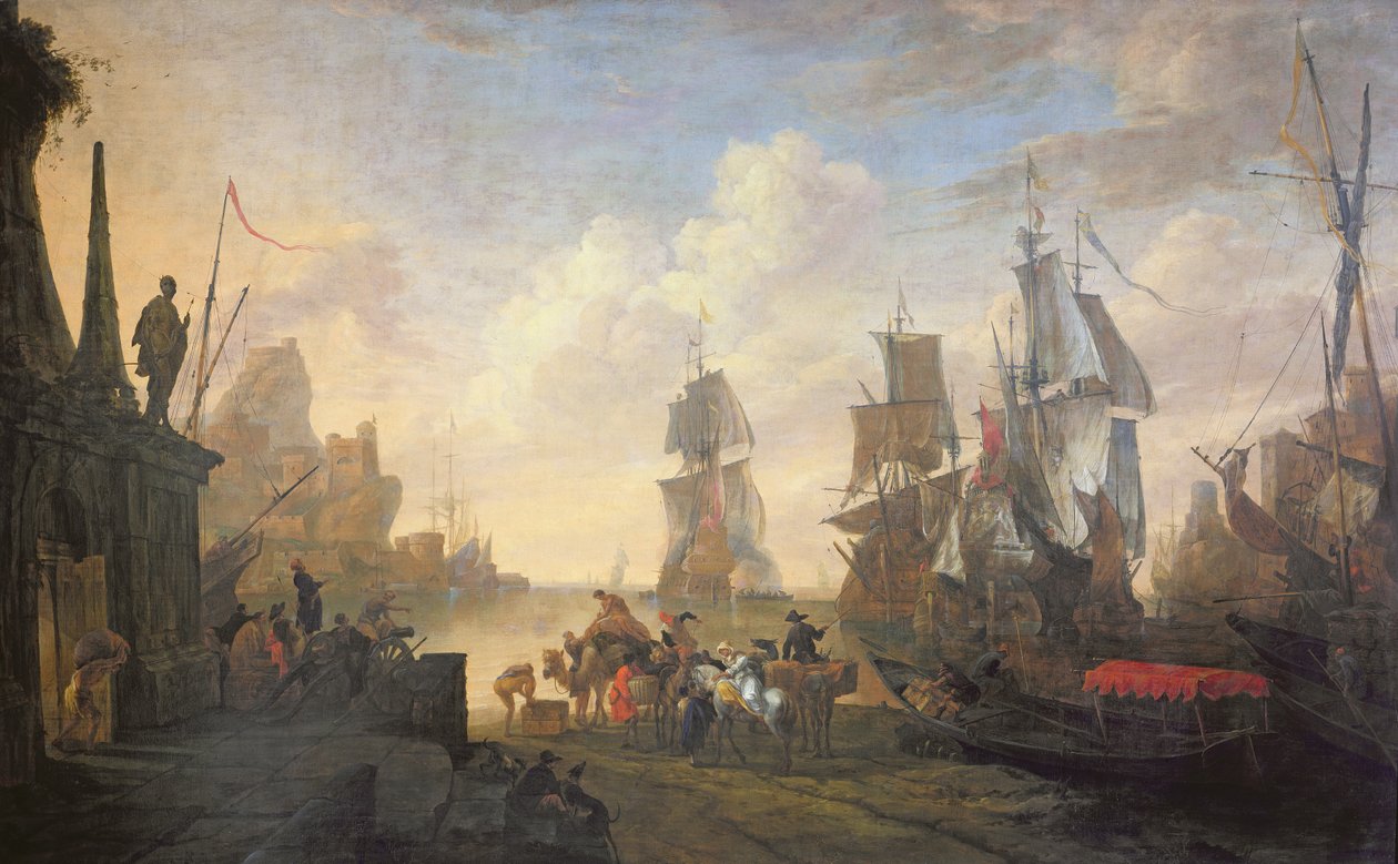 Udsigt over en havn i Levanten, 1670 af Hendrik van Minderhout