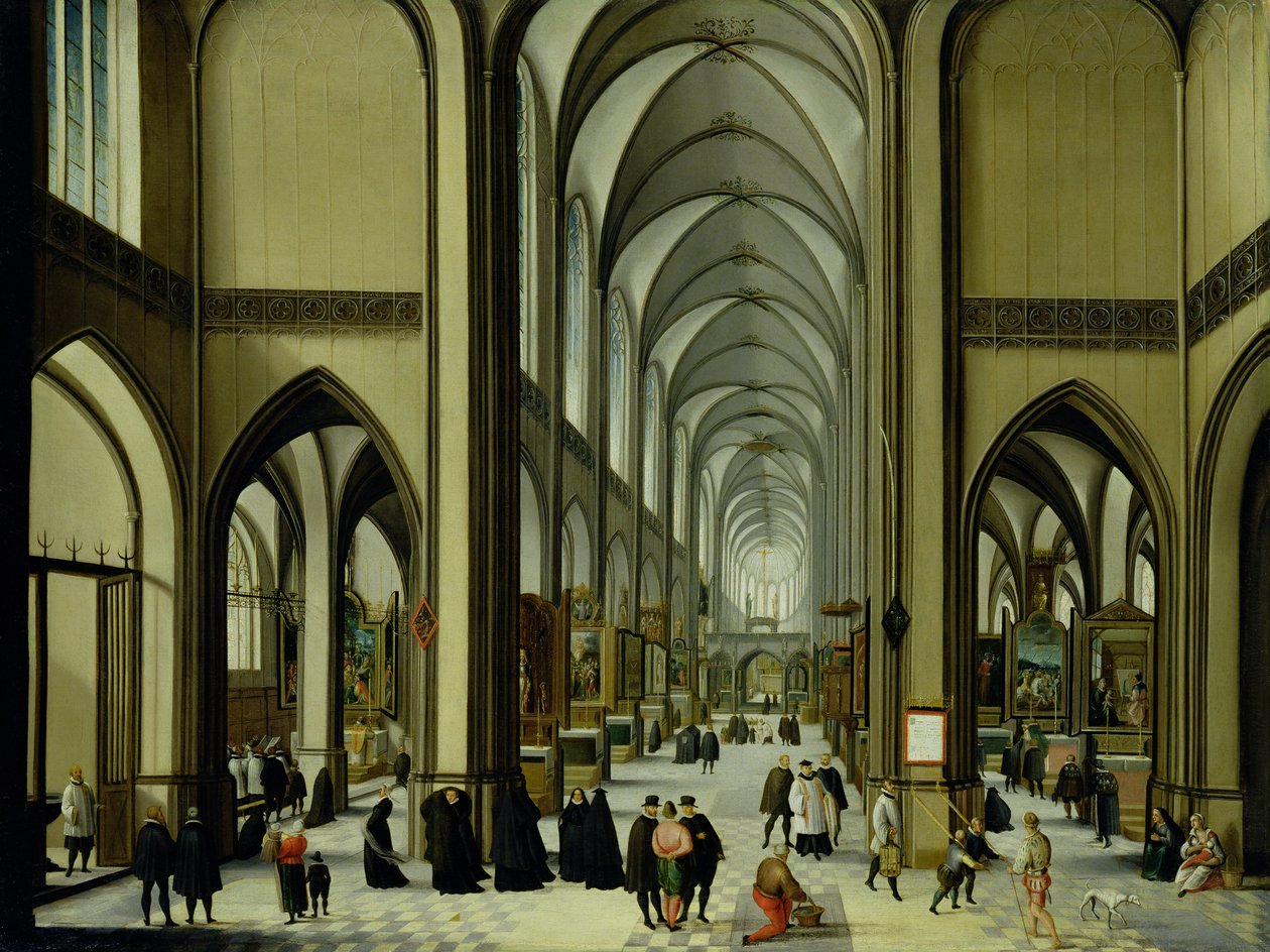Interiør af Antwerpen katedral af Hendrik van Steenwyck