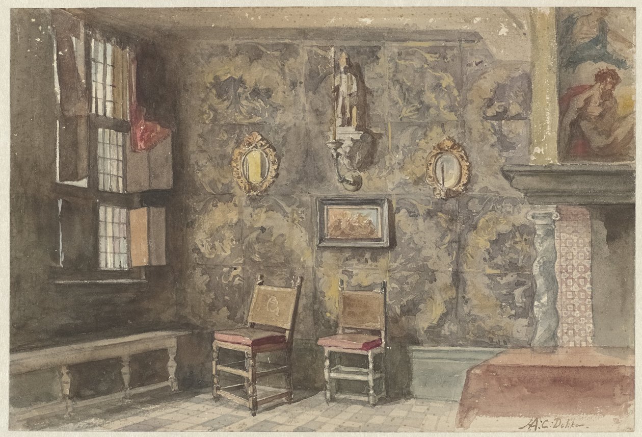 Interiør af det gamle Brouwershuis i Antwerpen af Hendrik Adriaan Christiaan Dekker