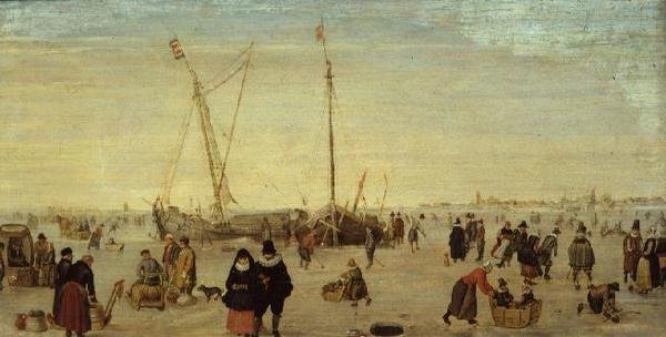 En scene på isen af Hendrik Avercamp