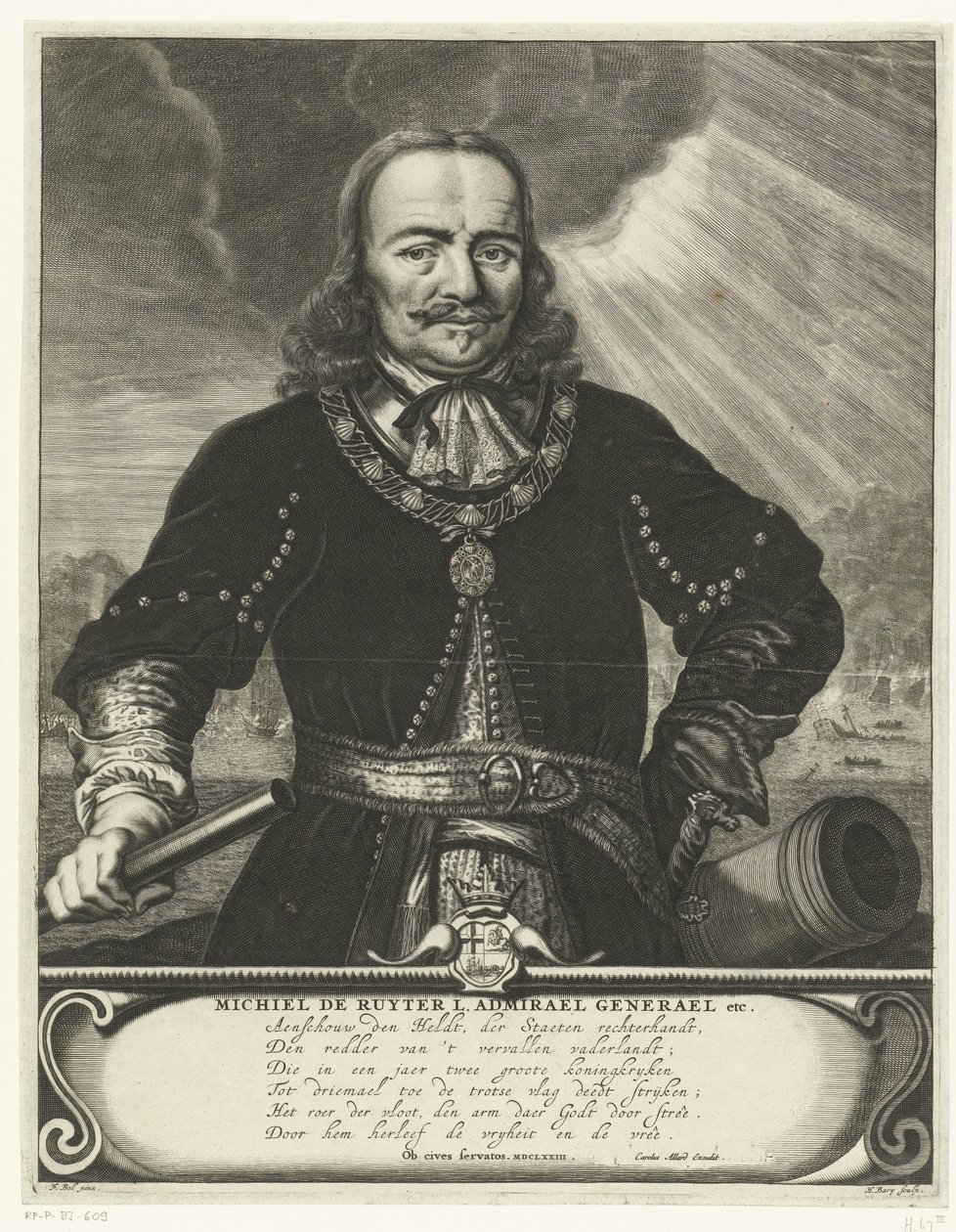 Portræt af Michiel Adriaansz. de Ruyter af Hendrik Bary