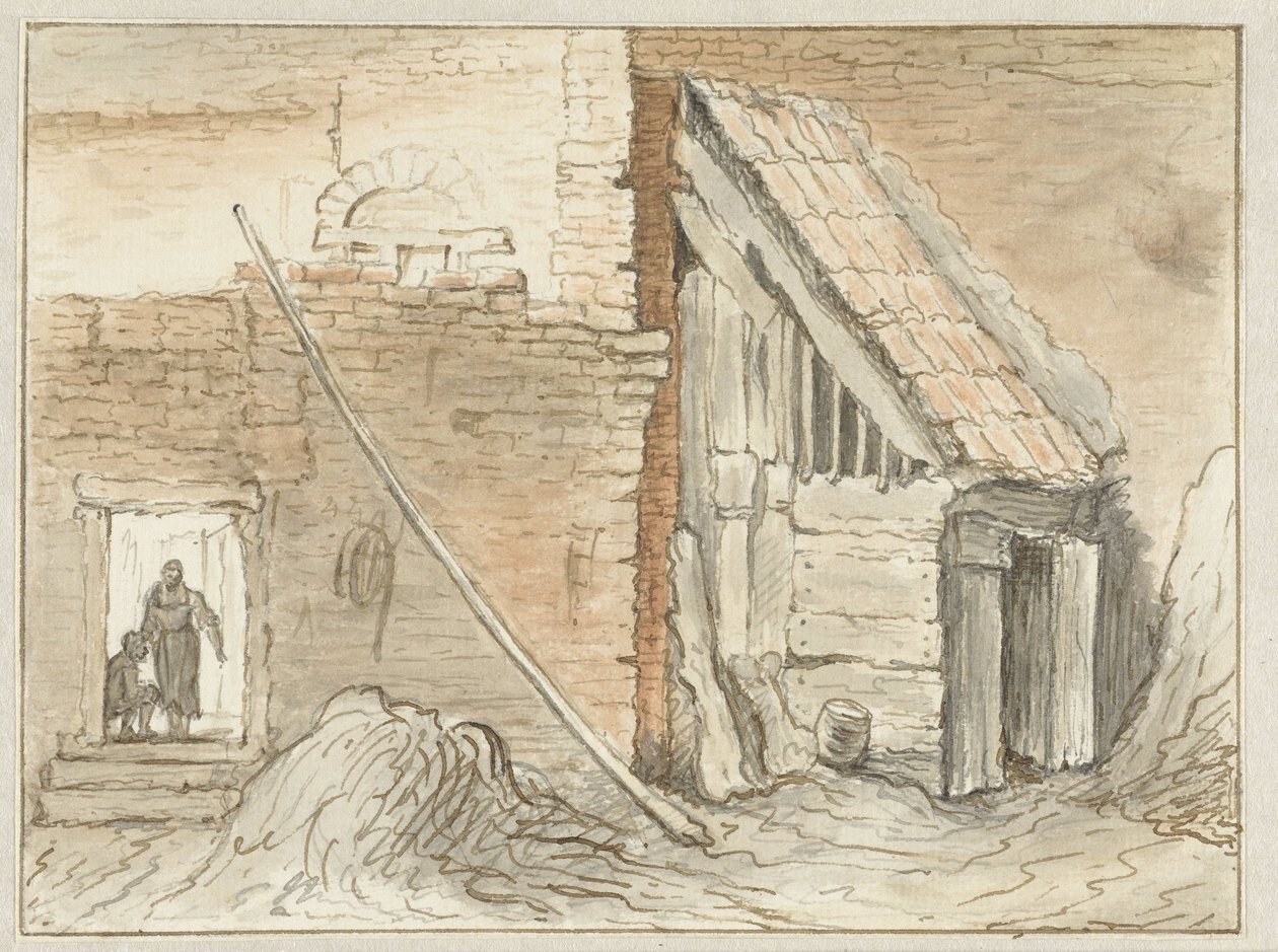 Lade bygget i hjørnet af en mur af Hendrik Chalon