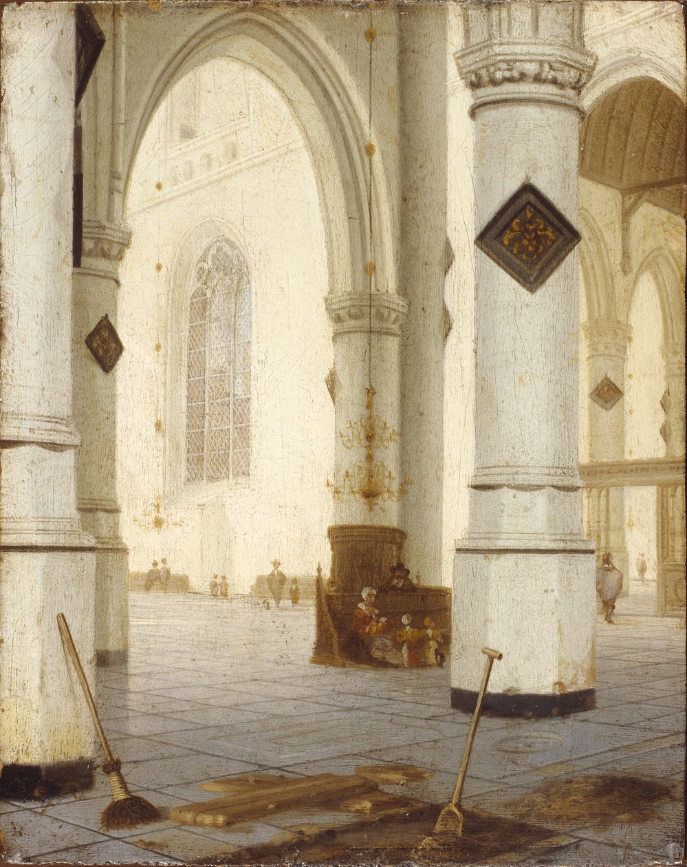 Kirke interiør (olie på panel) af Hendrik Cornelisz. van Vliet