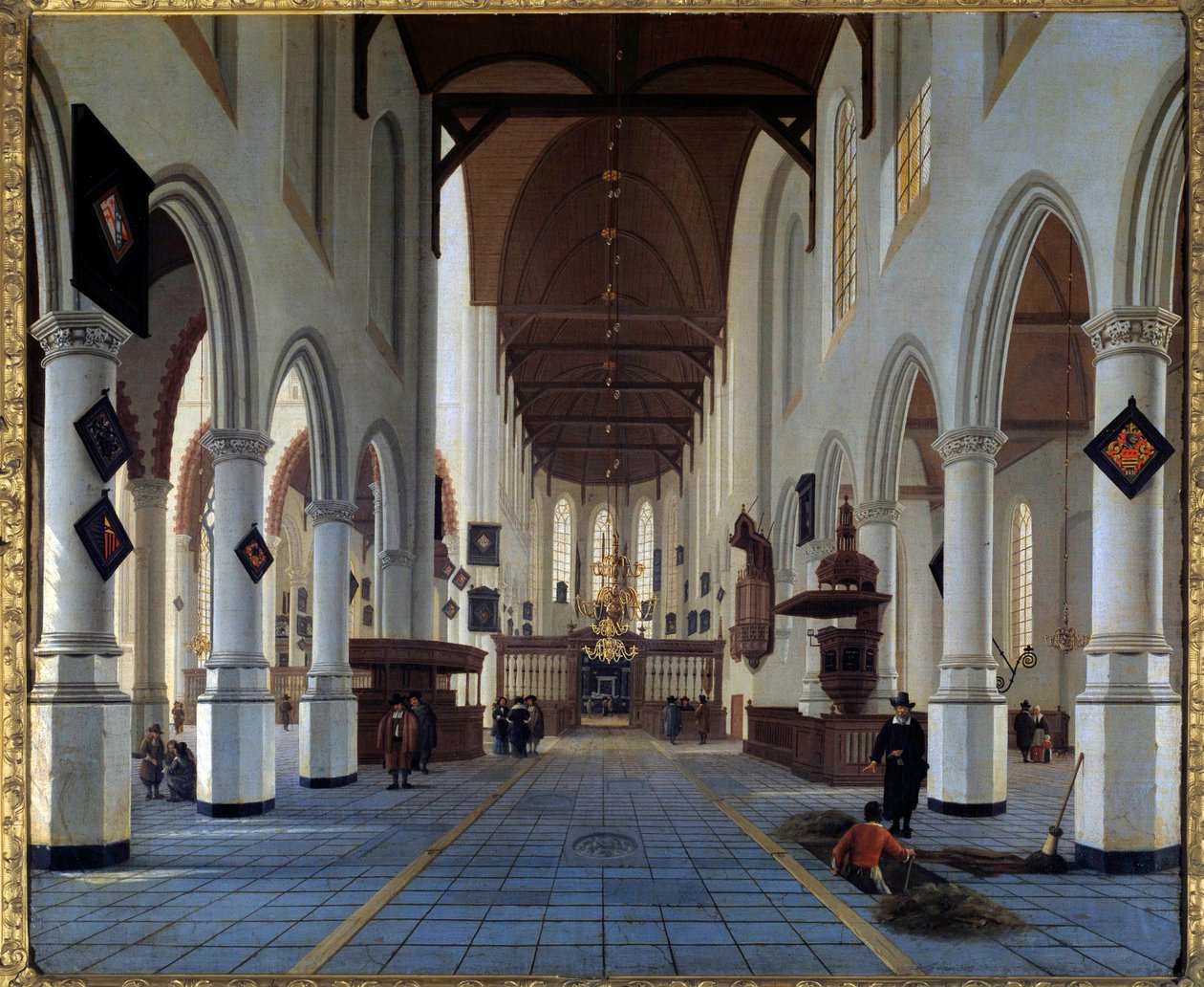 Kirkens indre udsigt (Oudekerk i Delft?) Maleri af Hendrick Cornelisz Van Vliet (1611/1612-1675) 1600-tallet søn. 0,92x1,12 m af Hendrik Cornelisz. van Vliet
