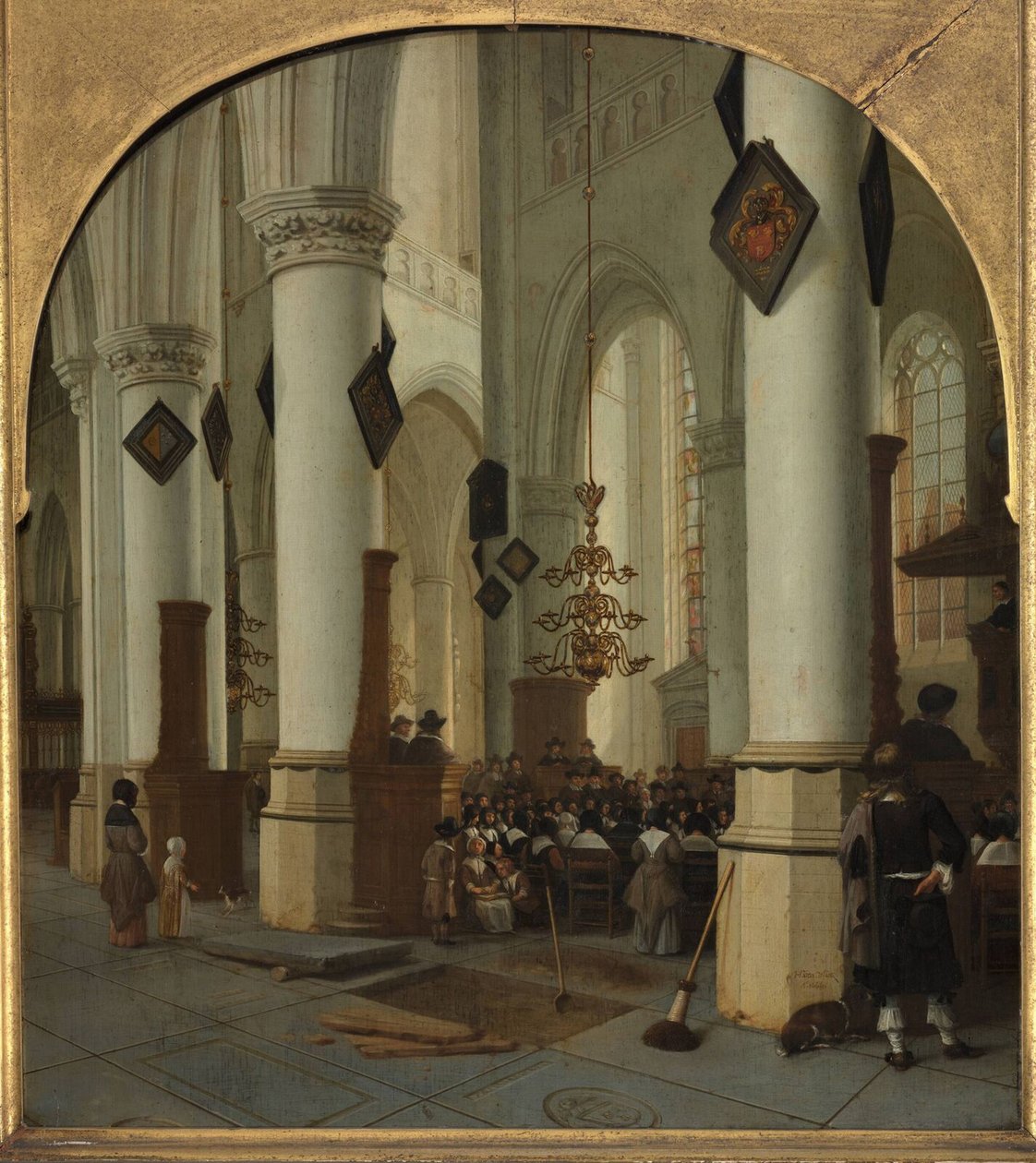 Udsigt inde i Saint Bavo-kirken i Haarlem under messen, 1666 af Hendrik Cornelisz. van Vliet