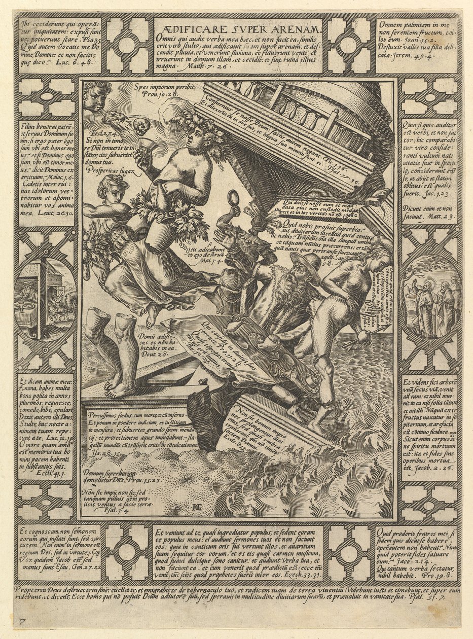 Aedificare Super Arenam, fra Allegories of the Christian Faith, fra Christian og P..., 1575-1617. af Hendrik Goltzius
