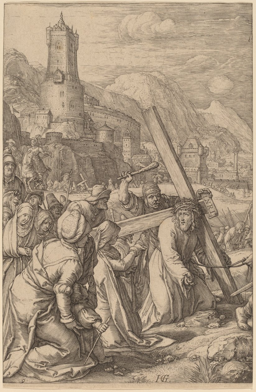 Kristus bærer korset af Hendrik Goltzius