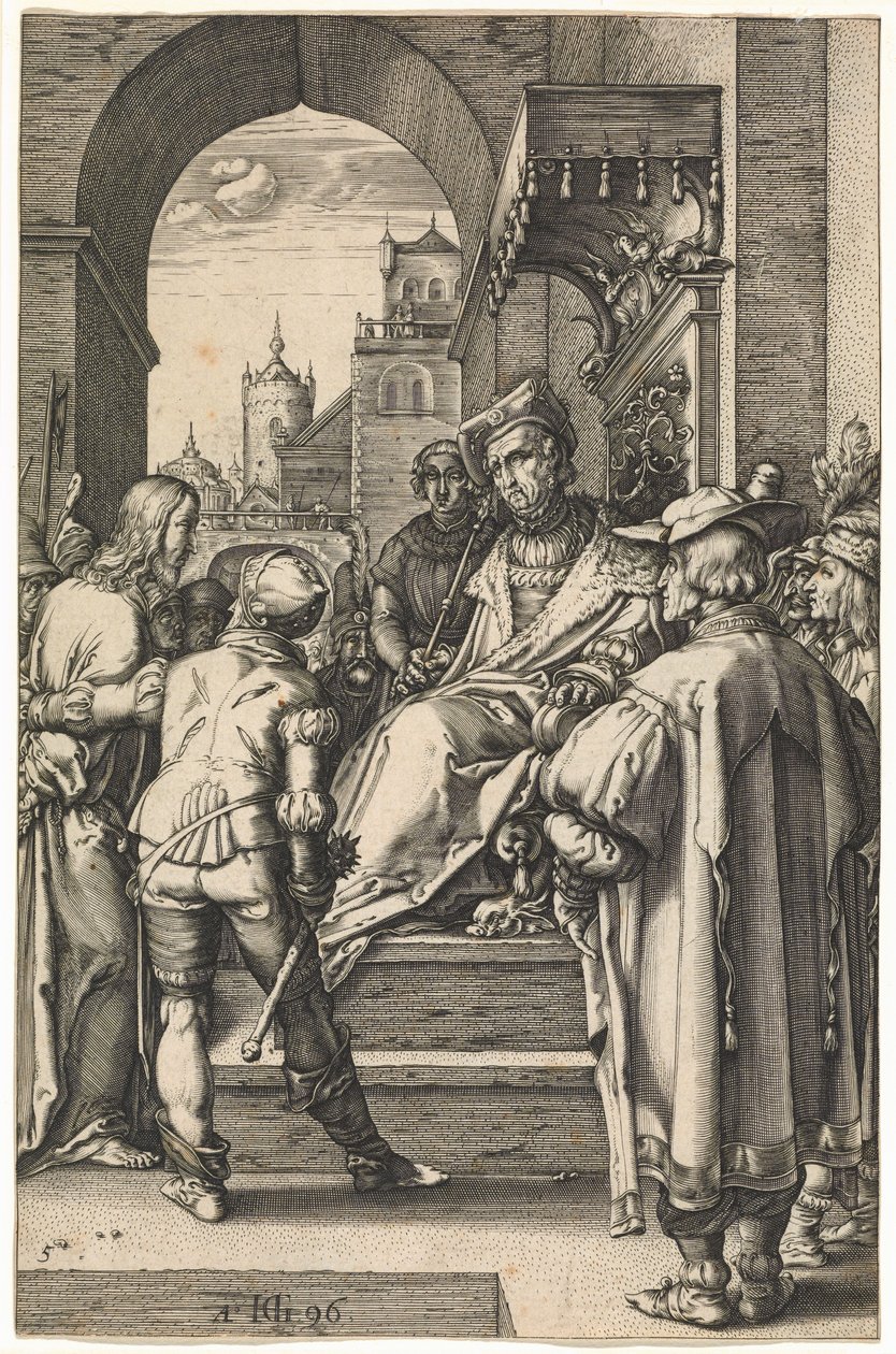 Kristus før Pilatus, efter 1596 (gravering) af Hendrik Goltzius