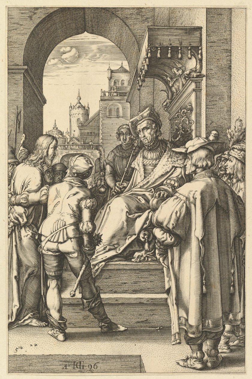 Kristus før Pilatus, fra The Passion of Christ, 1596. af Hendrik Goltzius
