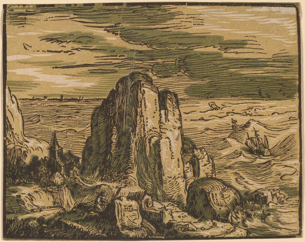 Klippe ved en kyst af Hendrik Goltzius