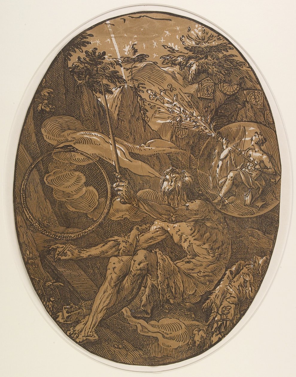 Demogorgon i Evighedshulen, ca. 1588 af Hendrik Goltzius