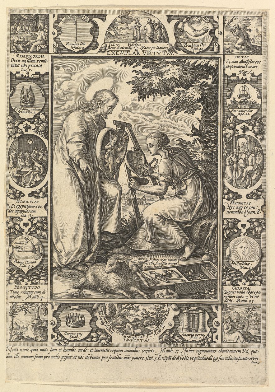 Eksemplarisk Virtutum, fra de allegoriske scener fra Kristi liv.n.d. af Hendrik Goltzius