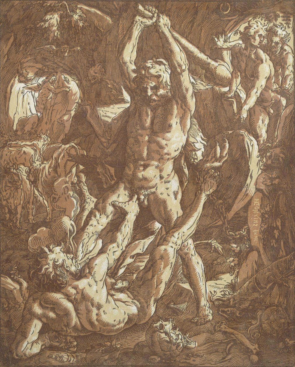 Hercules dræber Cacus, af Hendrik Goltzius