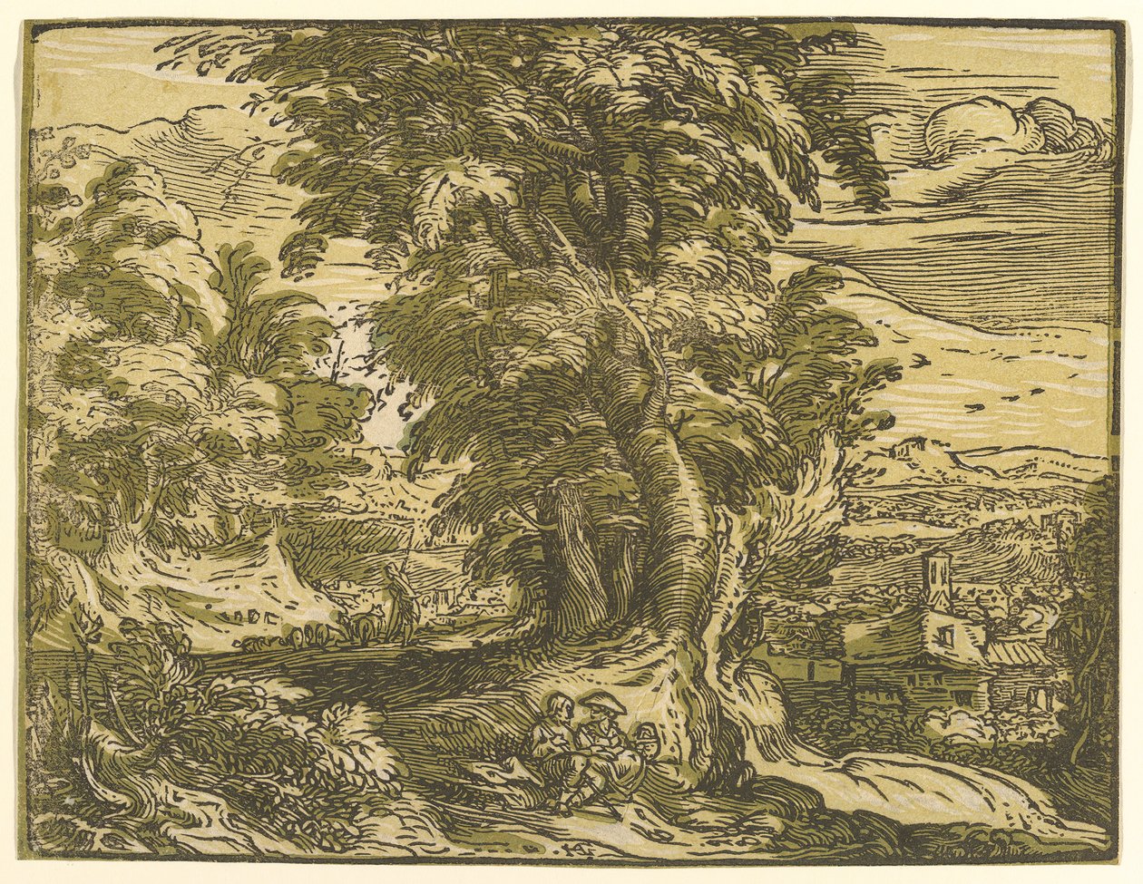 Landskab med siddende par, efter 1595. af Hendrik Goltzius
