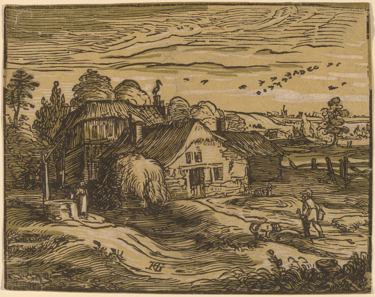 Landskab med et bondehus af Hendrik Goltzius