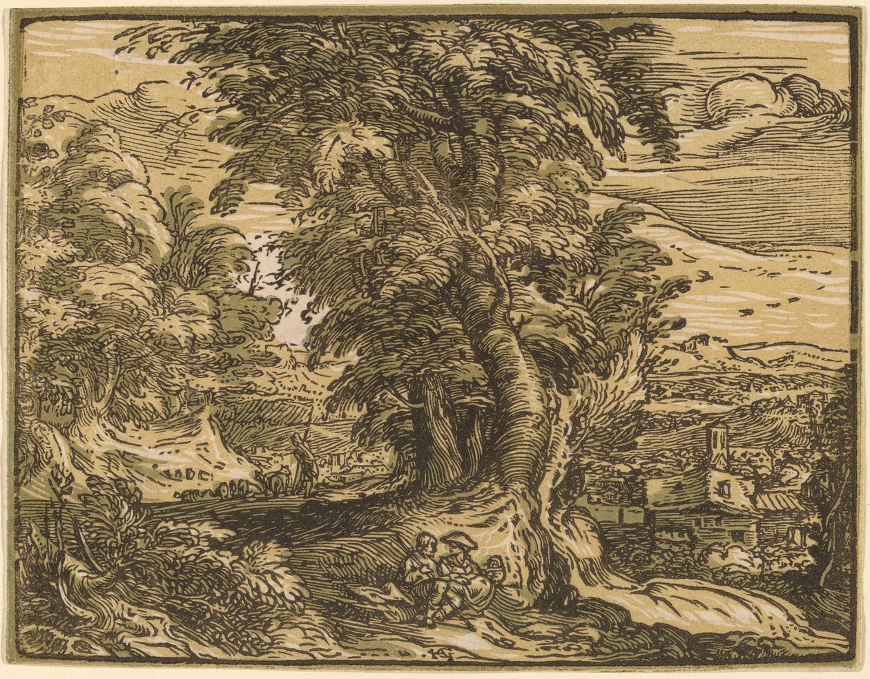 Landskab med et hyrdepar af Hendrik Goltzius