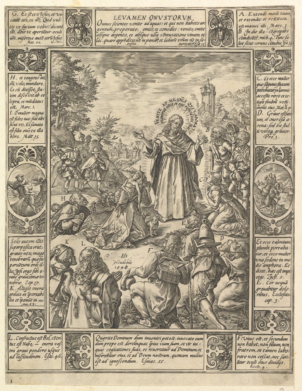 Levamen Onostrorum, fra Allegories of the Christian Faith, from Christian and Profane All..., 1604. af Hendrik Goltzius