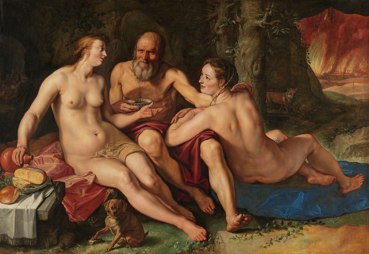 Lot og hans døtre, 1616 af Hendrik Goltzius