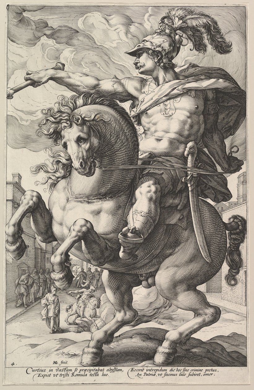 Marcus Curtius, fra serien The Roman Heroes, 1586. af Hendrik Goltzius