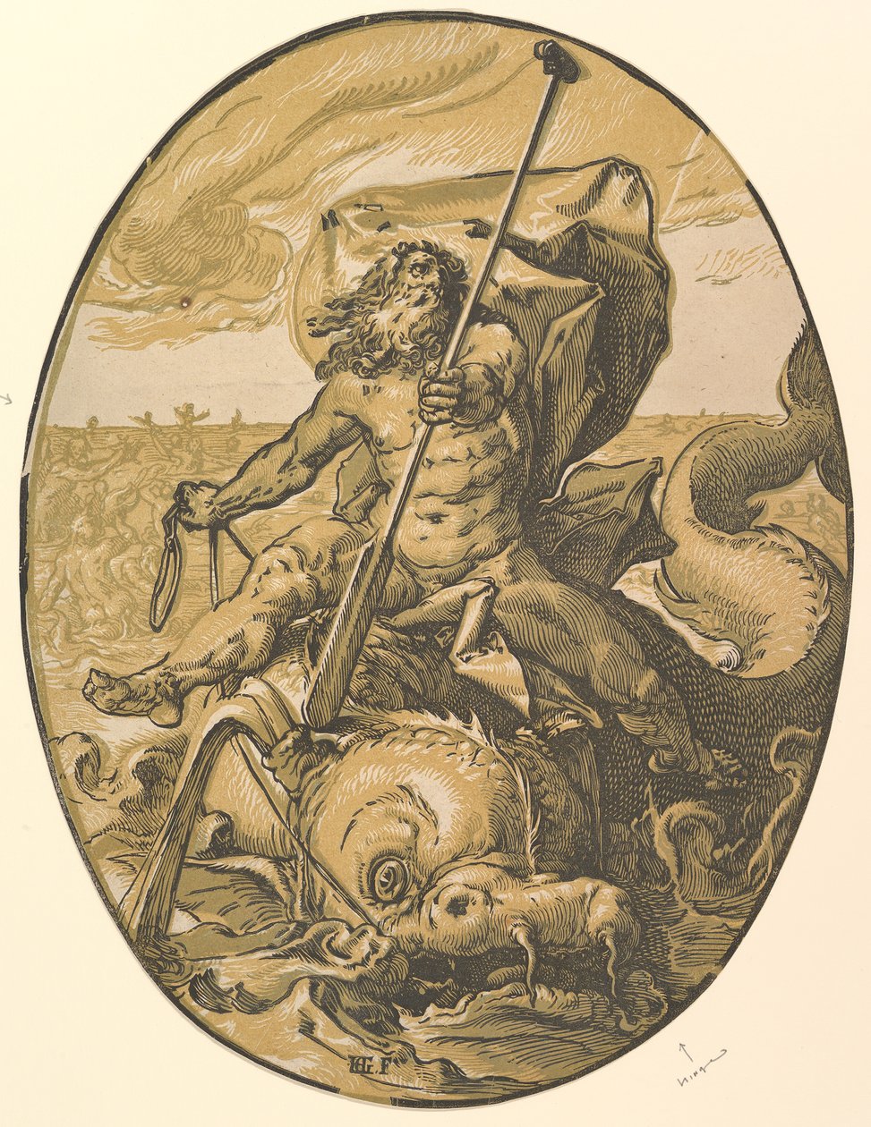 Oceanus, ca. 1589-90. af Hendrik Goltzius