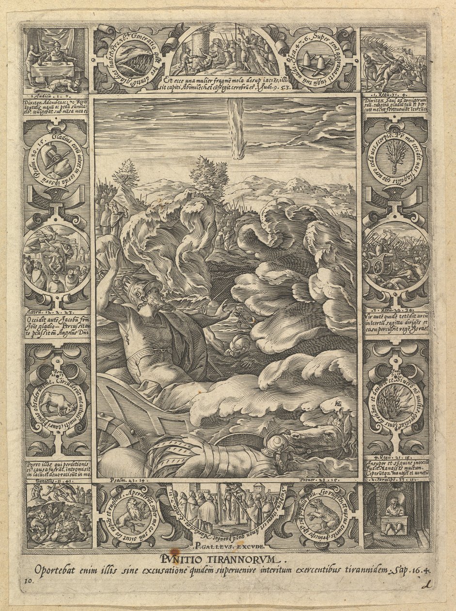 Punitio Malorum, fra Allegories of the Christian Faith, from Christian and Profane Allego....n.d. af Hendrik Goltzius