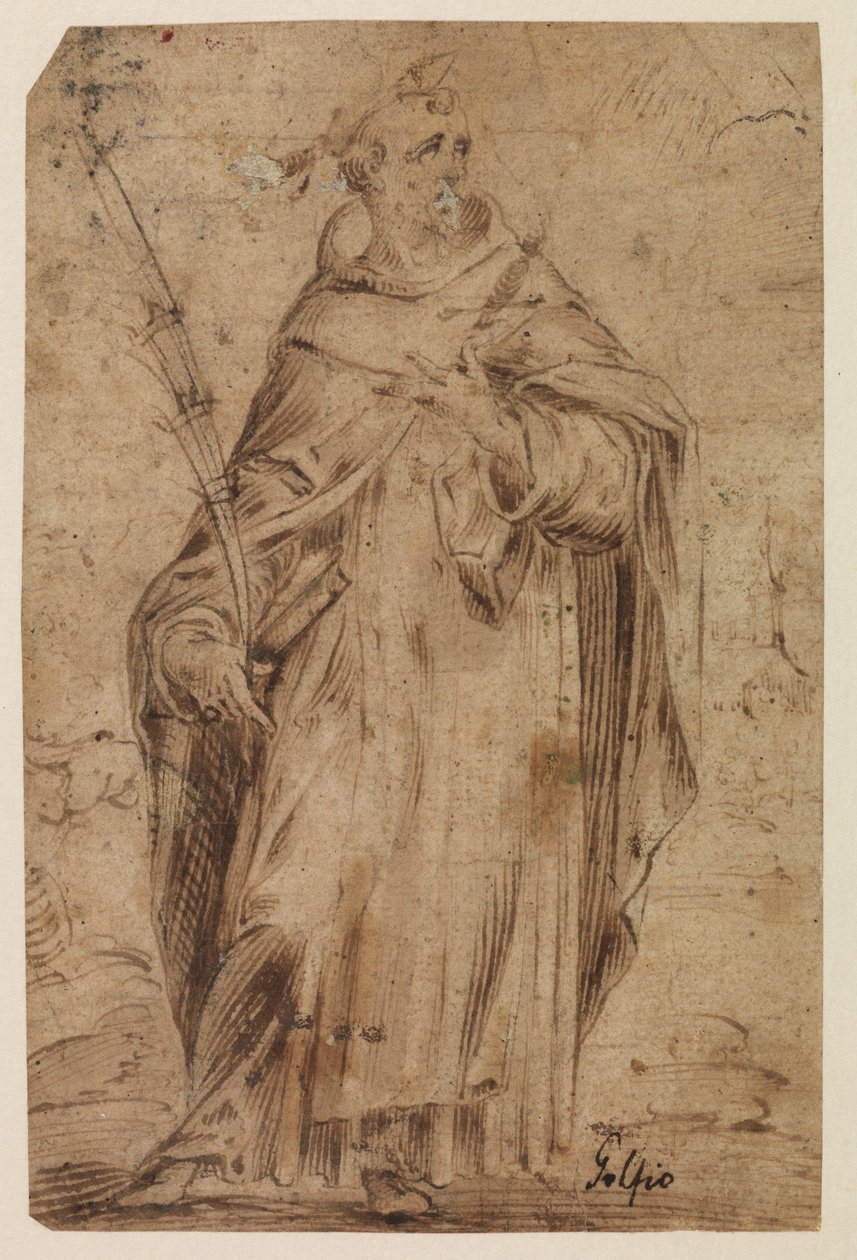 Sankt Peter Martyr, recto, muligvis 1500-tallet af Hendrik Goltzius