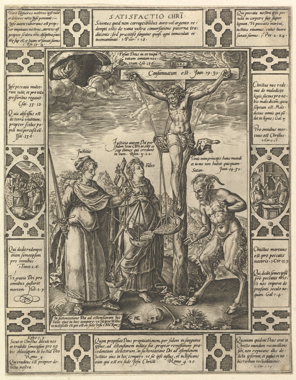 Satisfactio Christi, fra Allegories of the Christian Faith, fra Christian and Profane Allego.... af Hendrik Goltzius