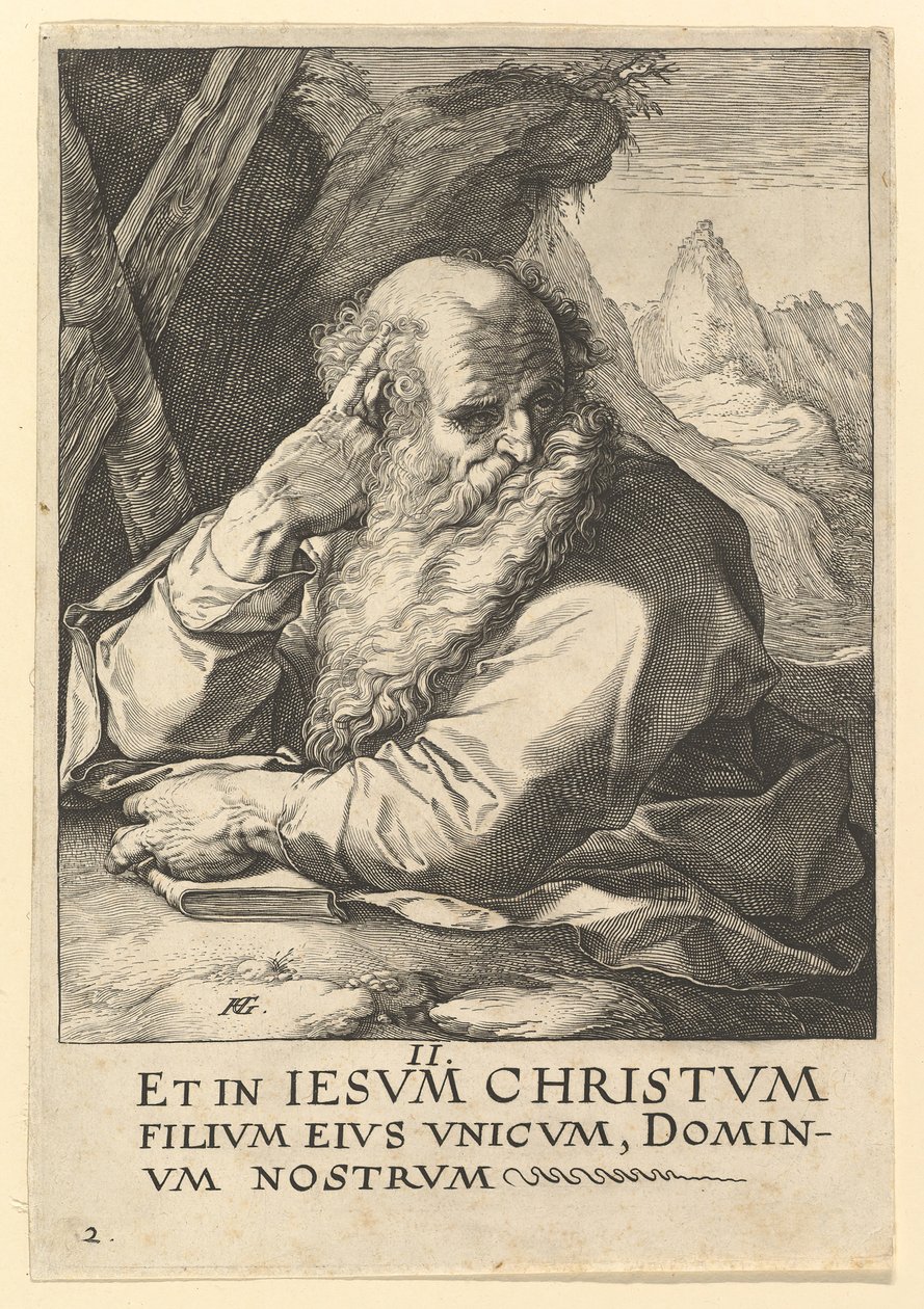 Sankt Andreas, fra Kristus, apostlene og Sankt Paulus med trosbekendelsen, ca. 1589. af Hendrik Goltzius