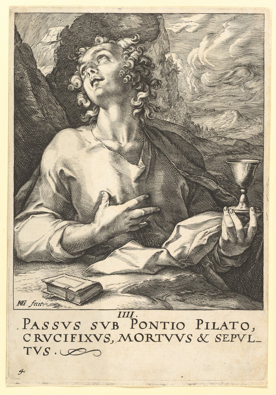 Sankt Johannes, fra Kristus, apostlene og Sankt Paulus med trosbekendelsen, ca. 1589. af Hendrik Goltzius