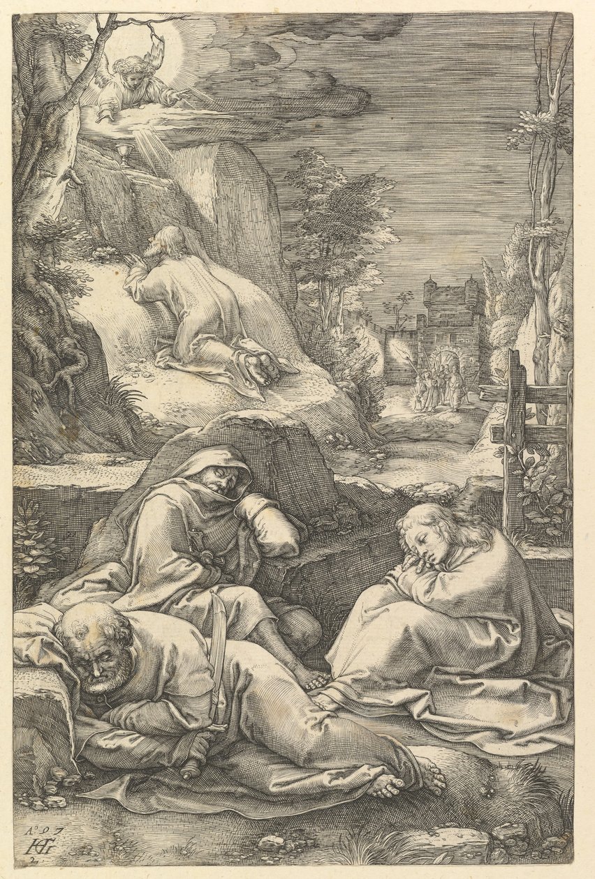 Kvalen i haven, fra The Passion of Christ, 1597. af Hendrik Goltzius